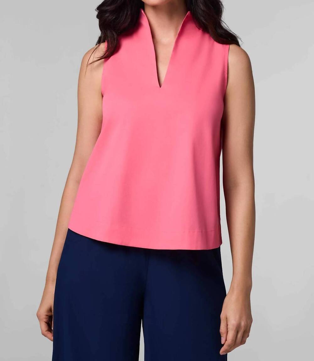 NEW COOLIBAR cape stand collar blouse in sunkist coral